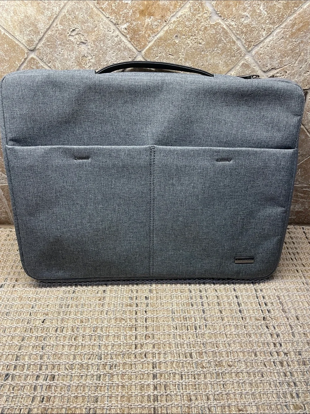 Bugatti Gray Slim Laptop Briefcase with Front Pockets